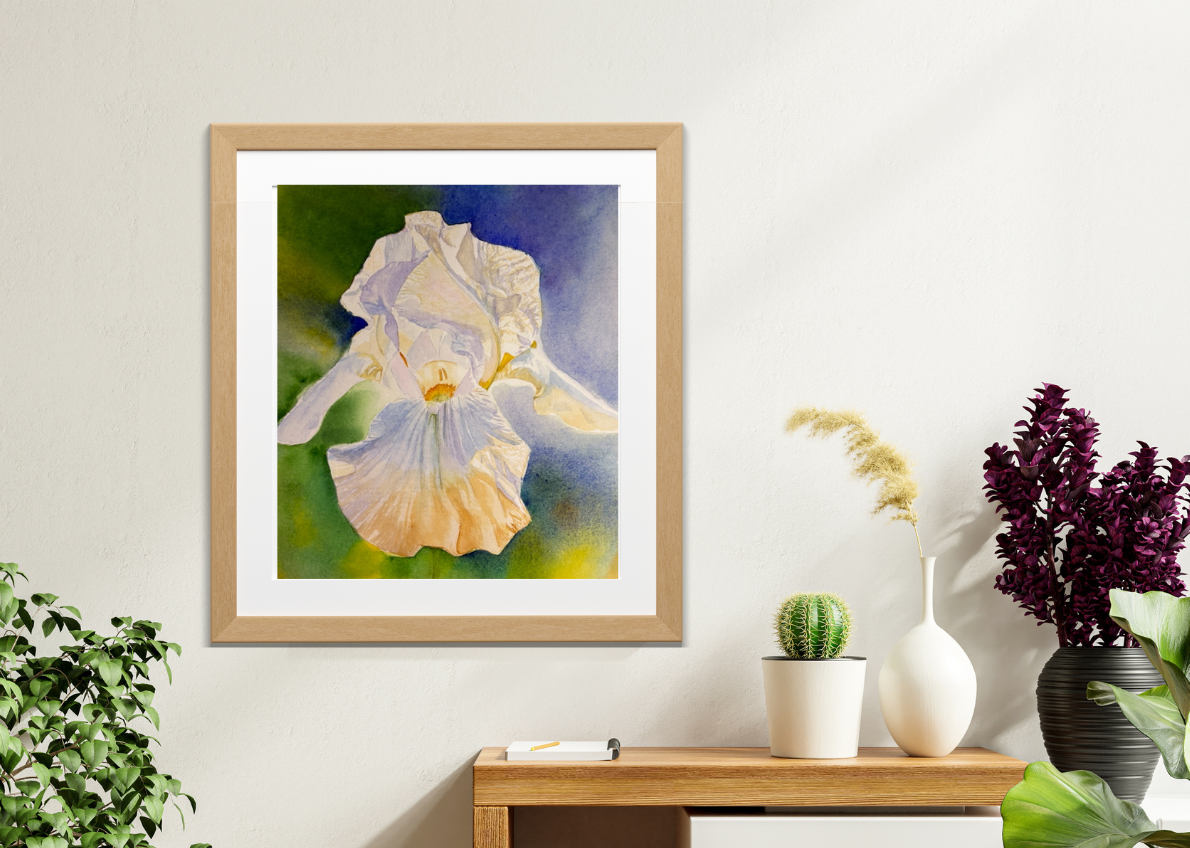 Angel Wings | White Iris Watercolor Art Print, Limited Edition Giclée
