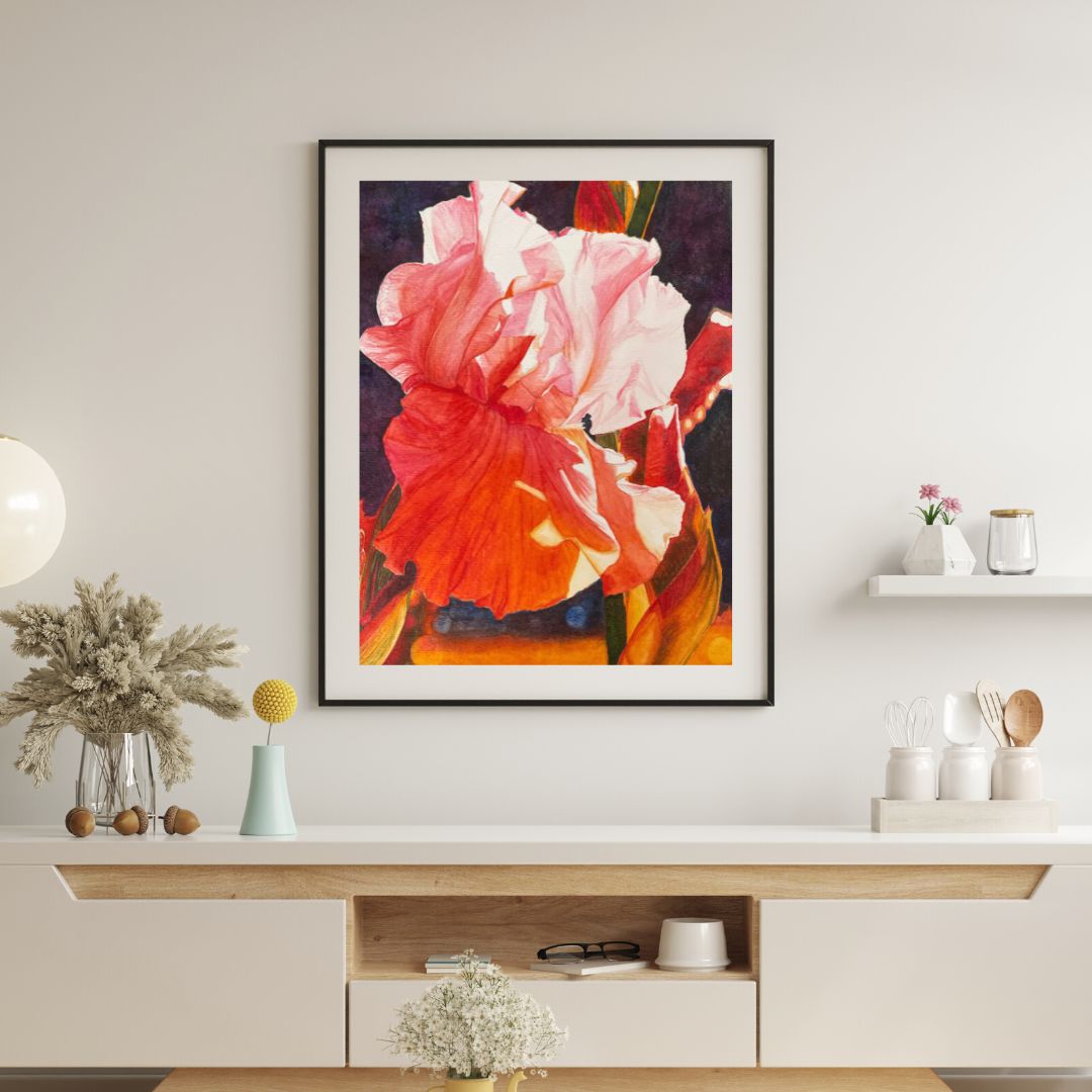 Drama Queen | Pink iris Watercolor Art Print, Limited Edition Giclée