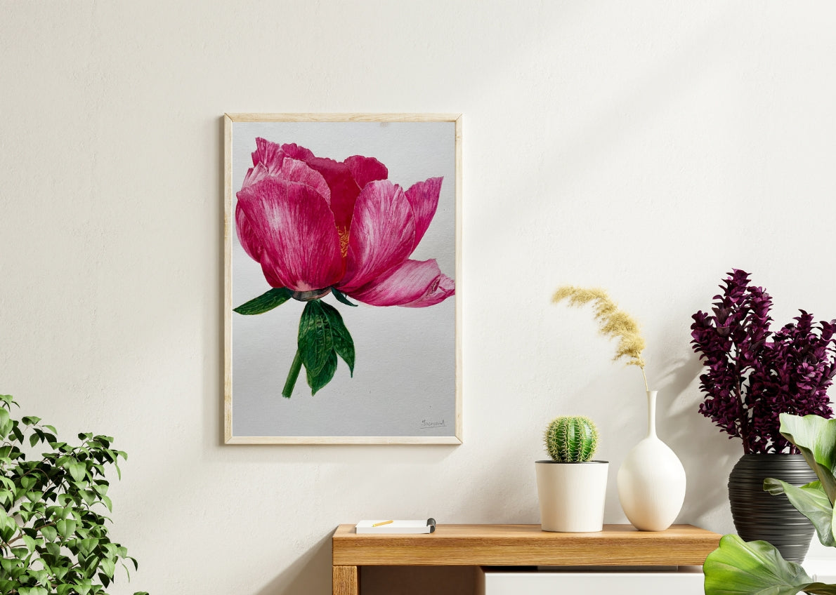 Grace | Bright Pink Peony Watercolor Art Print, Limited Edition Giclée