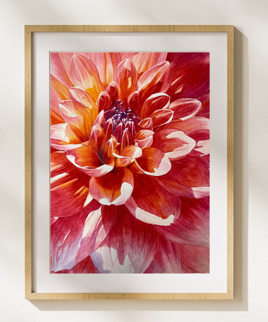 Glory | Dazzling Dahlia Watercolor Art Print, Limited Edition Giclée