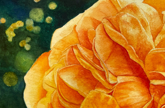Golden Glow |  Yellow Rose Watercolor Art Print, Limited Edition Giclée