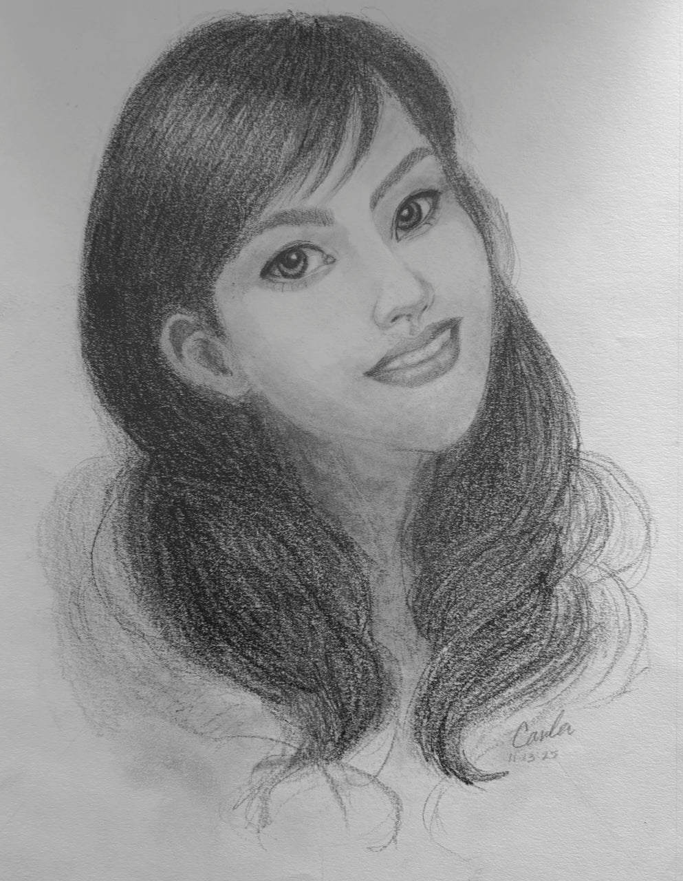 Realistic pencil drawing by a student of Tasneem Arif