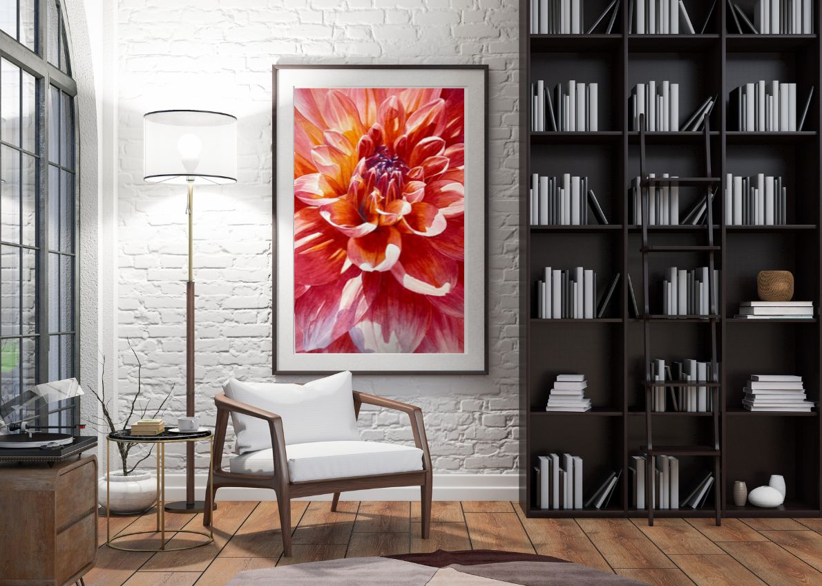 Watercolor Painting of a Dazzling Dahlia